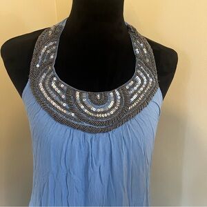 Maxi dress embellished neck one size